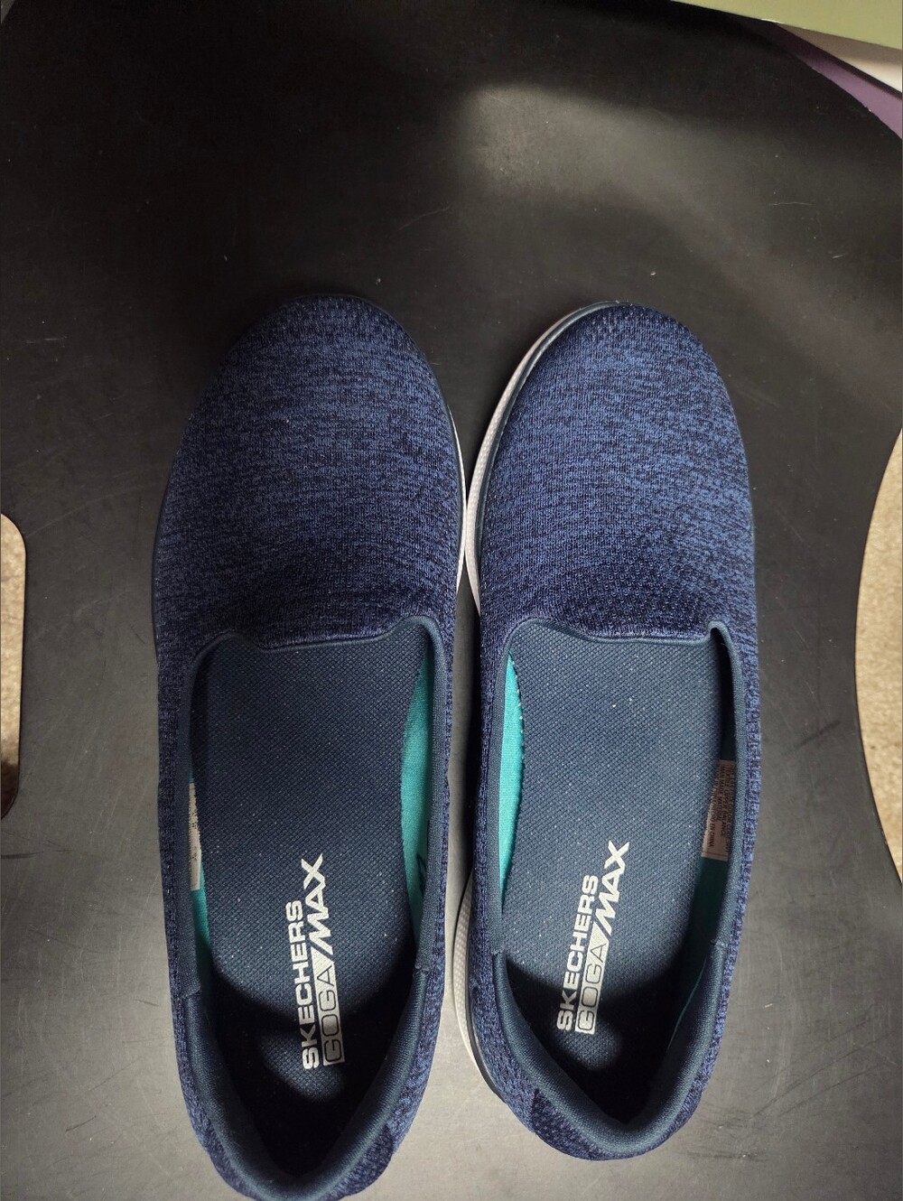 Skechers Navy Slip-On Loafers with Teal Insole